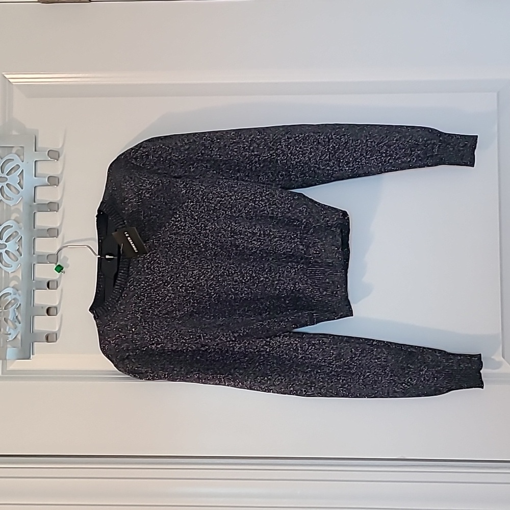 Forever 21 sparkle black long sleeve blouse, size S